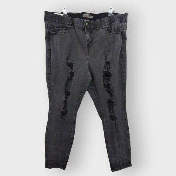 Torrid Bombshell Skinny Jeans Women 22 Black Distressed‎ Premium Stretch N56 - Picture 1 of 11